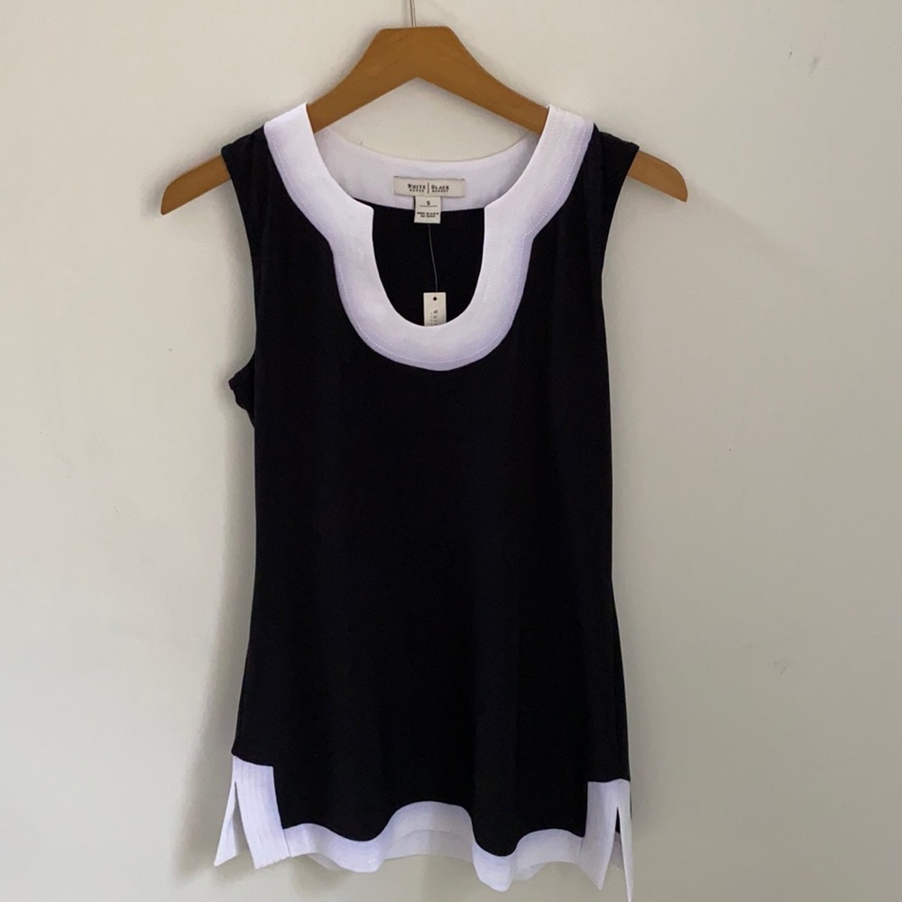 White House Black Market black and white tunic dress, size S
